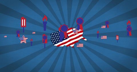 USA Map with Patriotic Symbols Your American Celebration Theme