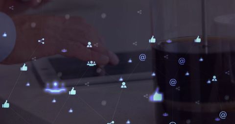 Businessman Networking Via Digital Tablet with Coffee