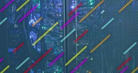Futuristic server room with digital effects