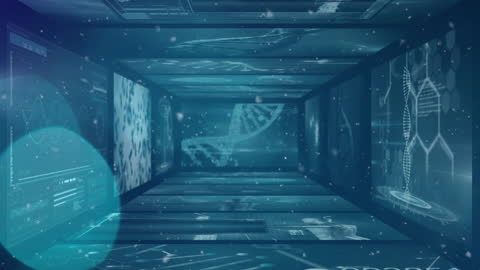 Futuristic Digital Interface with DNA Helix Animation