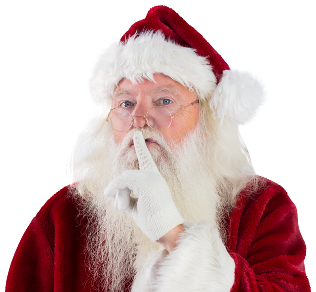 Transparent Santa Claus Making Quiet Gesture for Christmas Secrets - Download Free Stock Videos Pikwizard.com