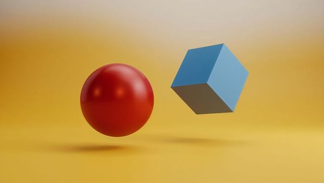 Floating Sphere and Cube in Abstract Minimalistic 3D Design
