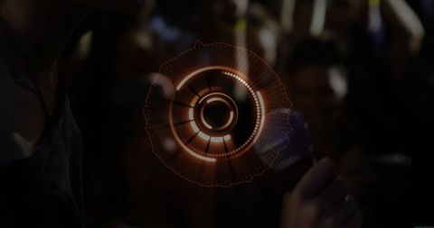 Futuristic Digital Interface in Nightclub Setting