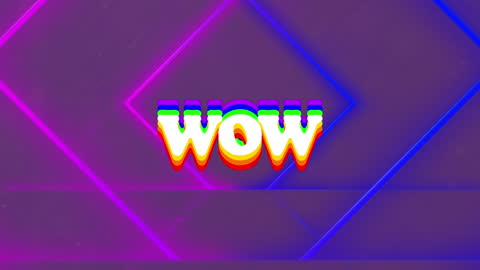 Vibrant Holographic Wow Design on Violet Background