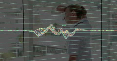Female Doctor Analyzing Data on Transparent Digital Interface