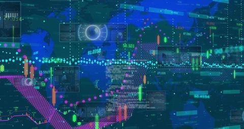 Digital Financial Data Visualization Over World Map - Download Free Stock Images Pikwizard.com