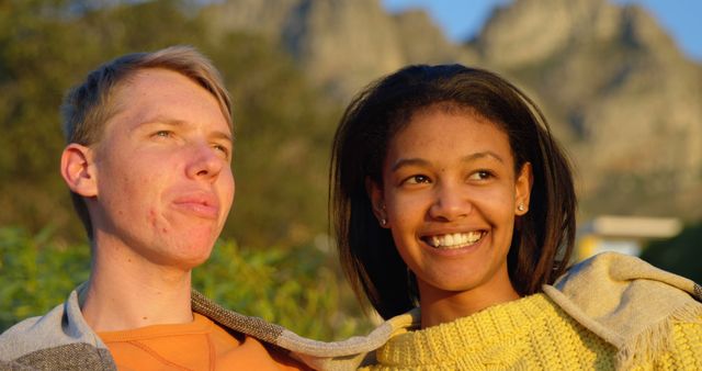 Happy Mixed Race Couple Enjoying Time Outdoors Together - Download Free Stock Images Pikwizard.com