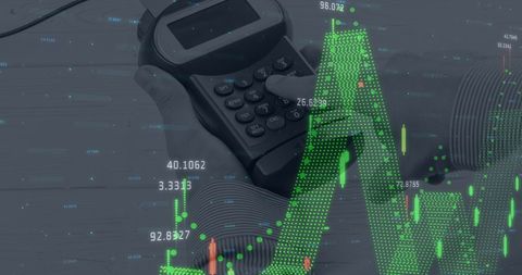 Caucasian Man Holding Terminal with Digital Financial Overlay - Download Free Stock Images Pikwizard.com