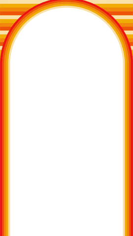 Retro arch frame with transparent background in colorful layers