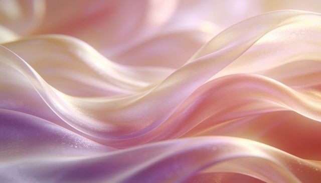 Iridescent pastel silk waves abstract background with pearlescent shimmer and soft flow
