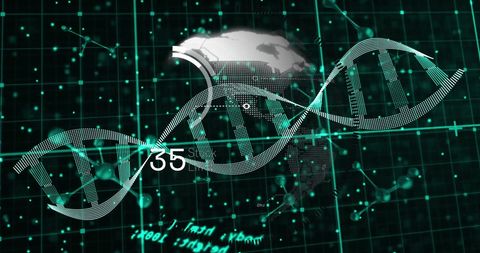 futuristic dna strand with data processing and global network graphics - Download Free Stock Images Pikwizard.com
