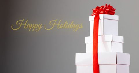 Stacked Gift Boxes with Red Ribbon Holiday Greeting - Download Free Stock Images Pikwizard.com