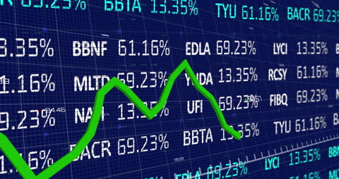 Stock Market Data with Growing Trends on Digital Display