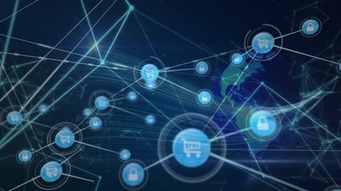 Global Network Connections with E-Commerce Icons