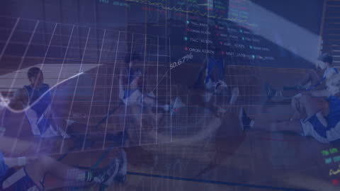 Basketball Team Training with Global Digital Interface Overlay