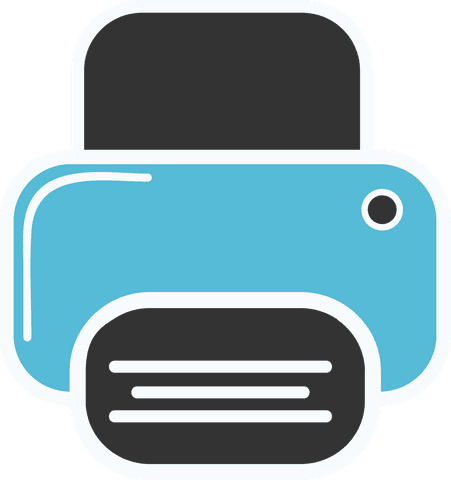Minimalistic icon of blue printer on transparent background for office
