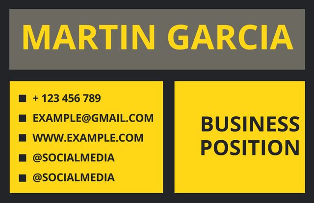 Modern Yellow Black Business Card Design with Contact Information - Download Free Stock Templates Pikwizard.com