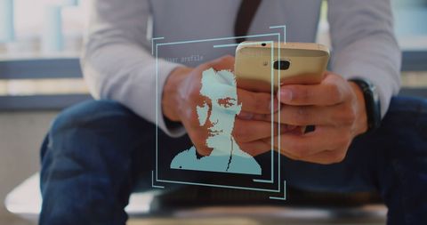 Businessman Using Smartphone with Digital Profile Icons - Download Free Stock Images Pikwizard.com