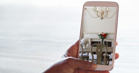 Smartphone Displaying Modern Dining Room Design for Inspiration - Download Free Stock Images Pikwizard.com