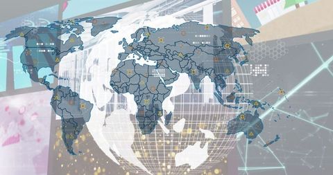 Global Data Processing with Map Visualization for Business Analytics - Download Free Stock Images Pikwizard.com