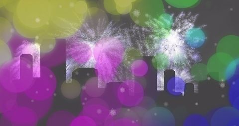 Colorful Fireworks and City Silhouette Bokeh Celebration - Download Free Stock Images Pikwizard.com