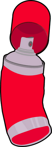 Floating Red Aerosol Spray Can on Transparent Background