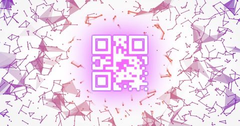Futuristic QR Code with Digital Network Pattern