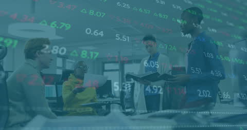 Financial Data Insights with Diverse Business Team in Office