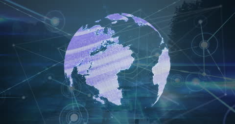 Digital Globe with Network Connections and Data Processing Graphics