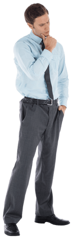 Transparent Image of Thoughtful Businessman Pondering