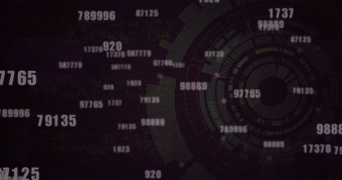 Digital HUD Display with Floating Numbers on Dark Background