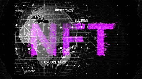 Global NFT Technology Concept with Digital Globe and Data Streams