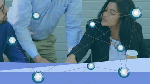 Business Professionals Collaborating in Digital Network Analysis