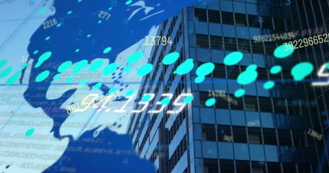 Digital Interface Displaying Data Overlaid on Urban Landscape