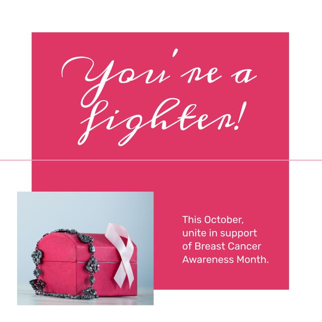 Breast Cancer Awareness Poster with Inspirational Quote and Pink Ribbon - Download Free Stock Templates Pikwizard.com