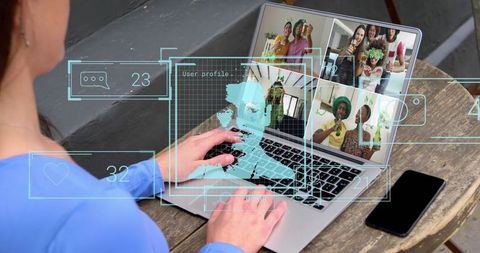 Social Media Engagement Through Virtual Video Calls and Holograms - Download Free Stock Images Pikwizard.com