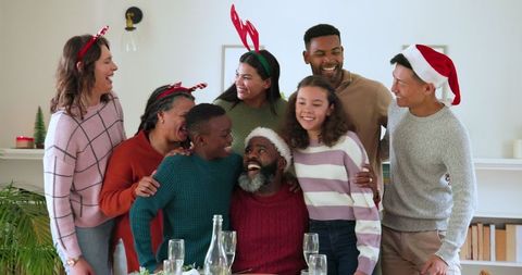Happy Multigenerational Family Celebrating Christmas Together