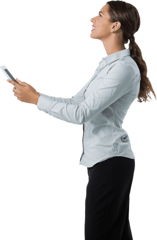 Professional Smiling Executive Using Transparent Digital Tablet - Download Free Stock Videos Pikwizard.com