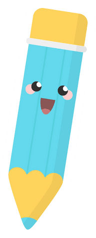 Smiling pencil character in flat design on transparent background