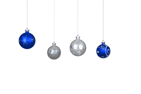 Transparent Hanging Blue and Silver Christmas Baubles