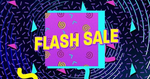 Futuristic Flash Sale Design with Neon Shapes
