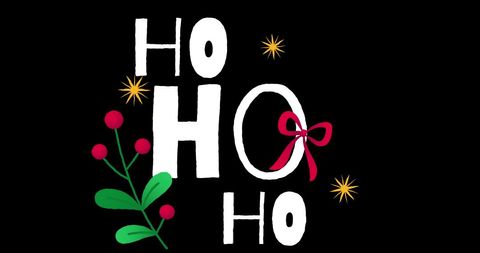Festive Ho Ho Ho Christmas Design on Black Background - Download Free Stock Images Pikwizard.com