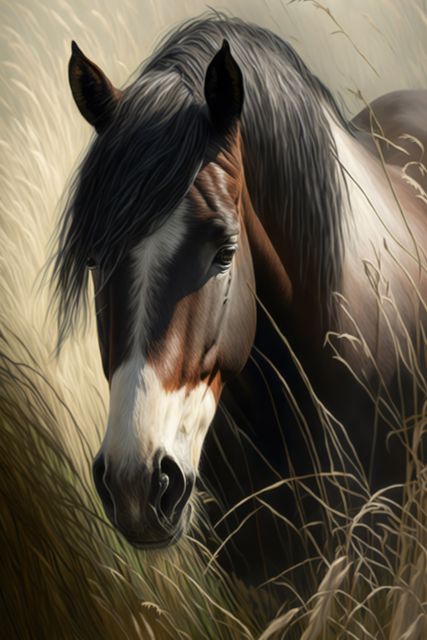Brown and white horse standing in field, created using generative ai technology - Download Free Stock Photos Pikwizard.com