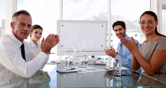 Business Team Applauding in Office Meeting Room - Download Free Stock Images Pikwizard.com