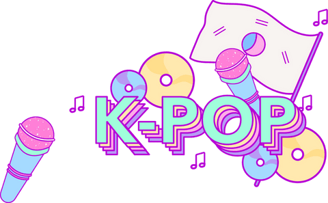 Energetic K-POP Theme with Instruments on Transparent Background