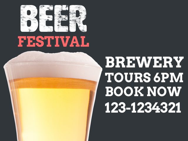 Great for promoting local beer festivals and brewery tours. Perfect for use on social media, event scheduling platforms, and restaurant websites. Captures attention with frothy beer glass and clear call to action for booking tours.