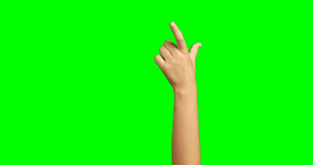 Hand Gesturing Pointing Up on Isolated Green Background - Download Free Stock Images Pikwizard.com