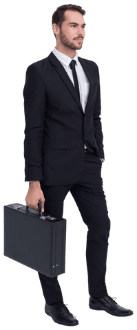Transparent Businessman Holding Briefcase in Corporate Attire