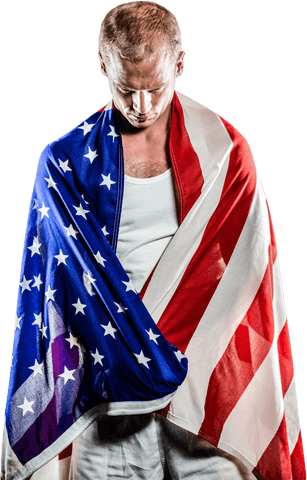 thoughtful man wrapped in usa flag showcasing patriotism transparent - Download Free Stock Videos Pikwizard.com