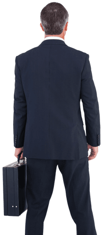 Successful Businessman with Briefcase in Transparent Background